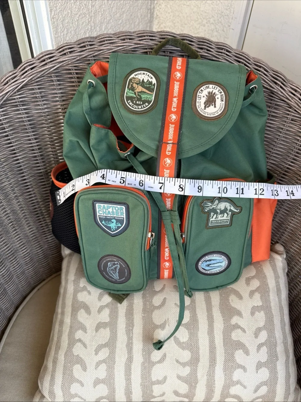 Green & Orange Dinosaur Patch Backpack